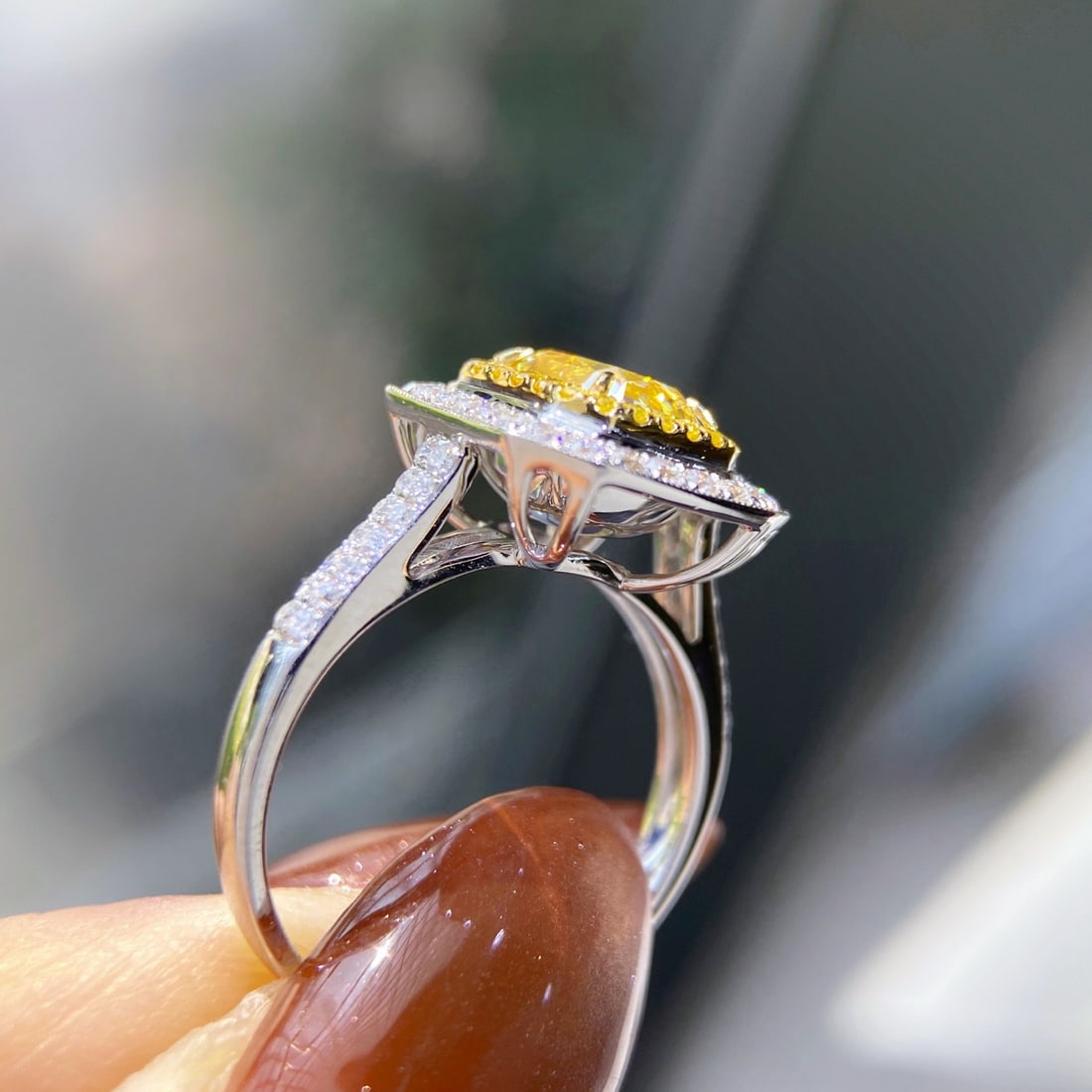Gia Certified 14k Gold 2.55 Ctw Natural Yellow Diamond & Diamond Ring - 2