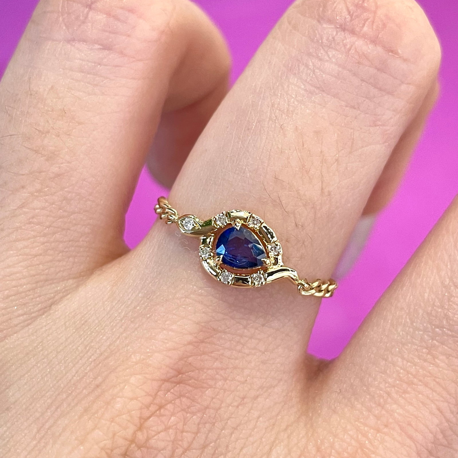 14k Gold 0.36 Ct Natural Sapphire & Diamond Ring - 2