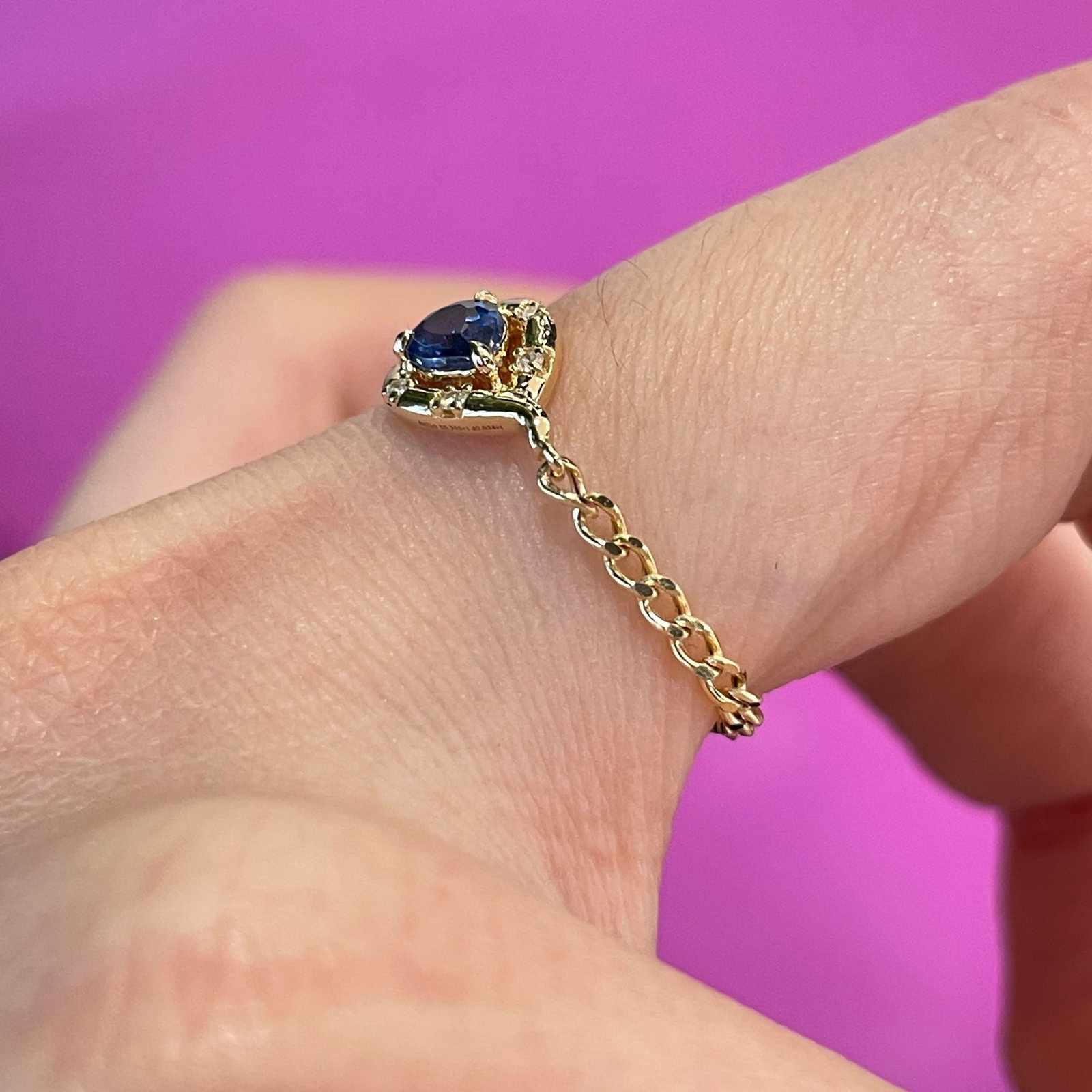 14k Gold 0.36 Ct Natural Sapphire & Diamond Ring - 3