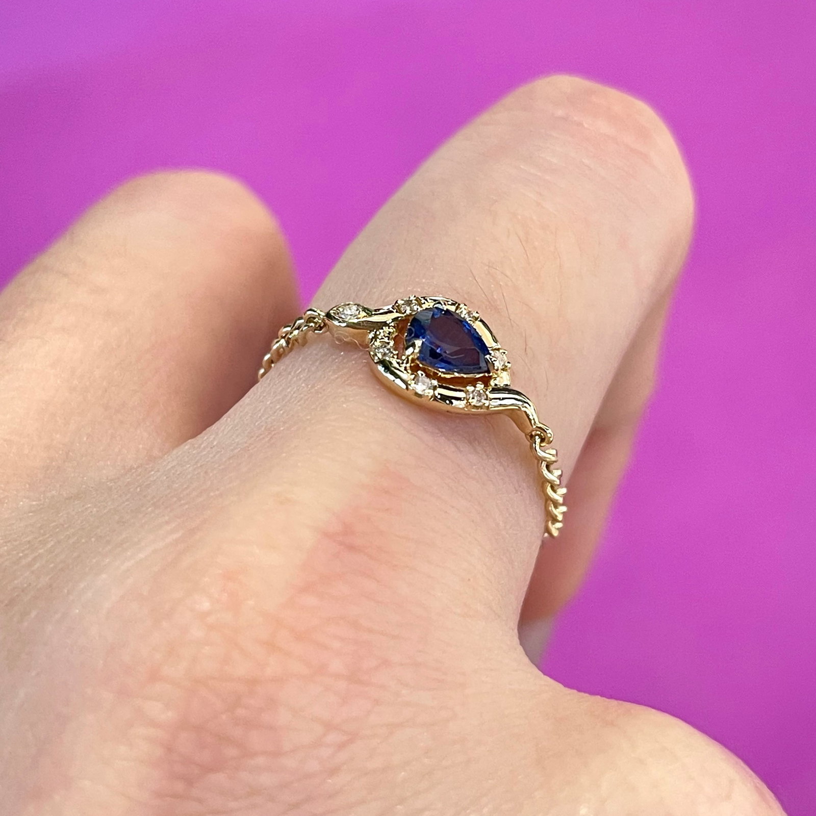 14k Gold 0.36 Ct Natural Sapphire & Diamond Ring - 4