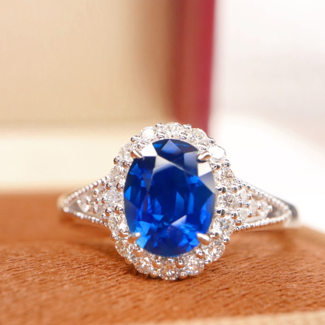14k Gold 1.66 Ctw Natural Sapphire & Diamond Ring - 3