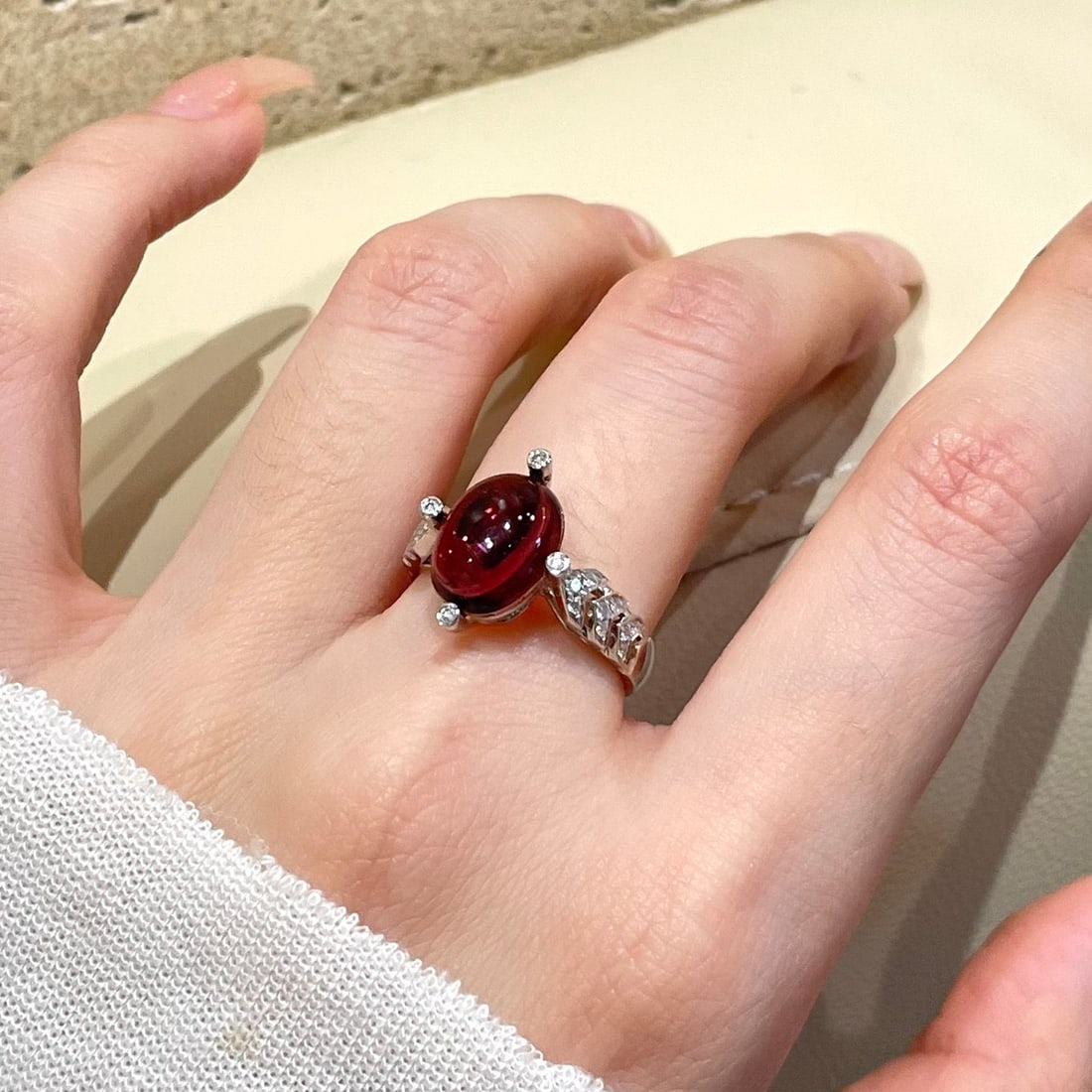14k Gold 3 Ct Natural Tourmaline & Diamond Ring - 4