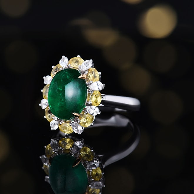 14k Gold 4.89 Ctw Vivid Green Natural Emerald & Diamond Ring/pendant( Without Chain ) - 2