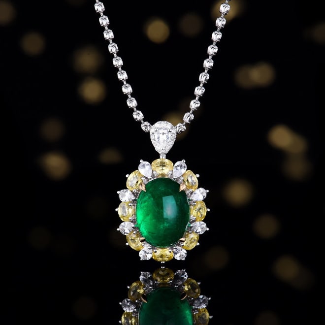 14k Gold 4.89 Ctw Vivid Green Natural Emerald & Diamond Ring/pendant( Without Chain ) - 5