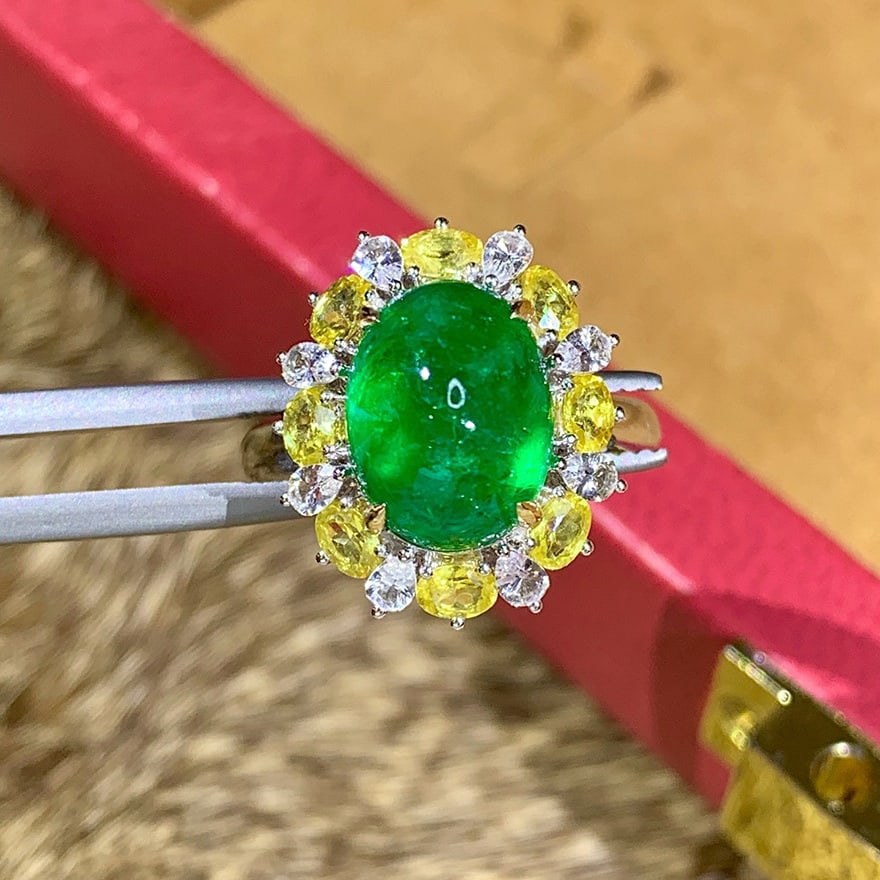 14k Gold 4.89 Ctw Vivid Green Natural Emerald & Diamond Ring/pendant( Without Chain ) - 8