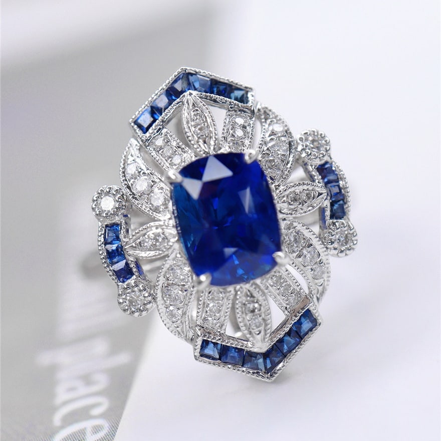 14k Gold 1.91 Ctw Natural Sapphire & Diamond Ring/pendant( Without Chain ) - 2