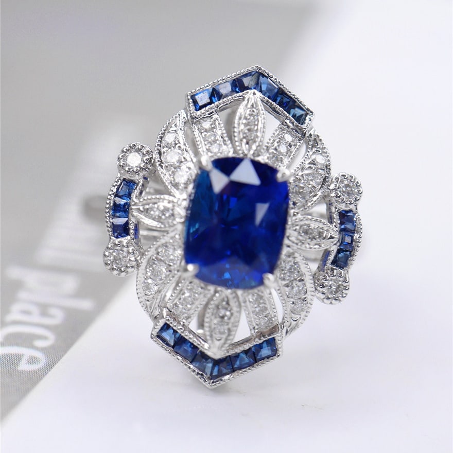 14k Gold 1.91 Ctw Natural Sapphire & Diamond Ring/pendant( Without Chain ) - 3