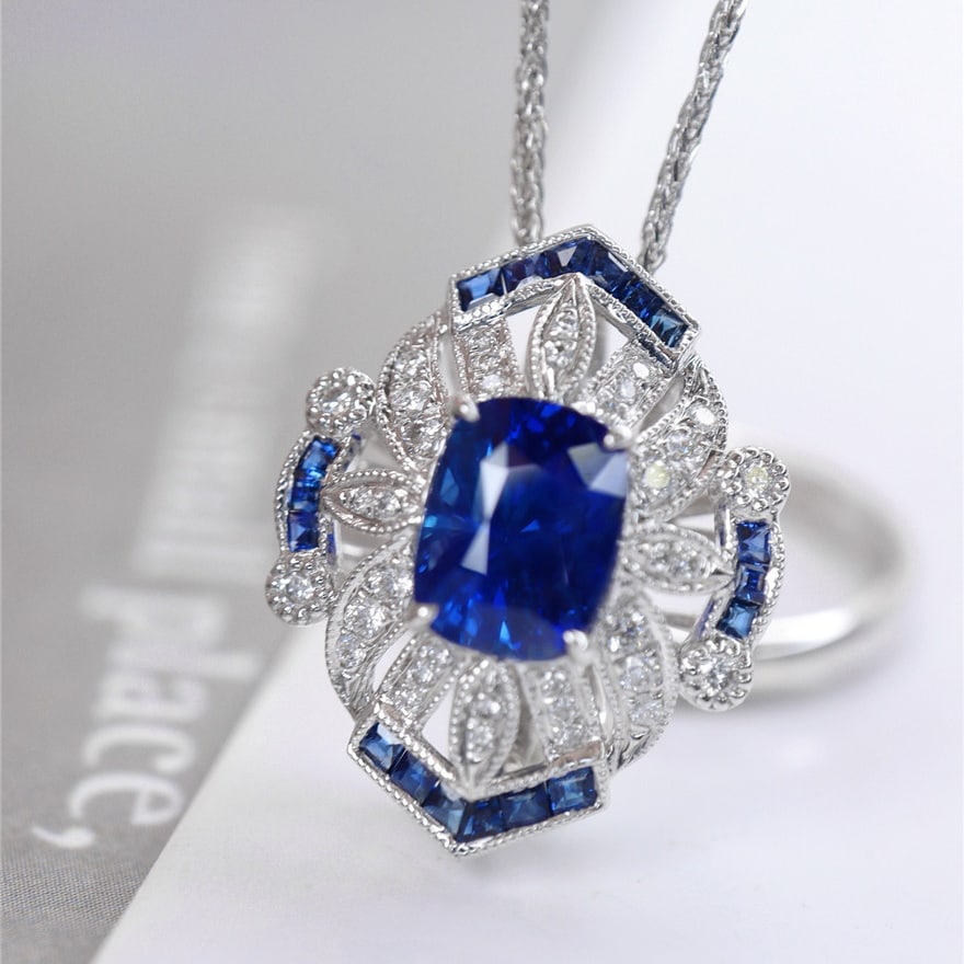 14k Gold 1.91 Ctw Natural Sapphire & Diamond Ring/pendant( Without Chain ) - 6