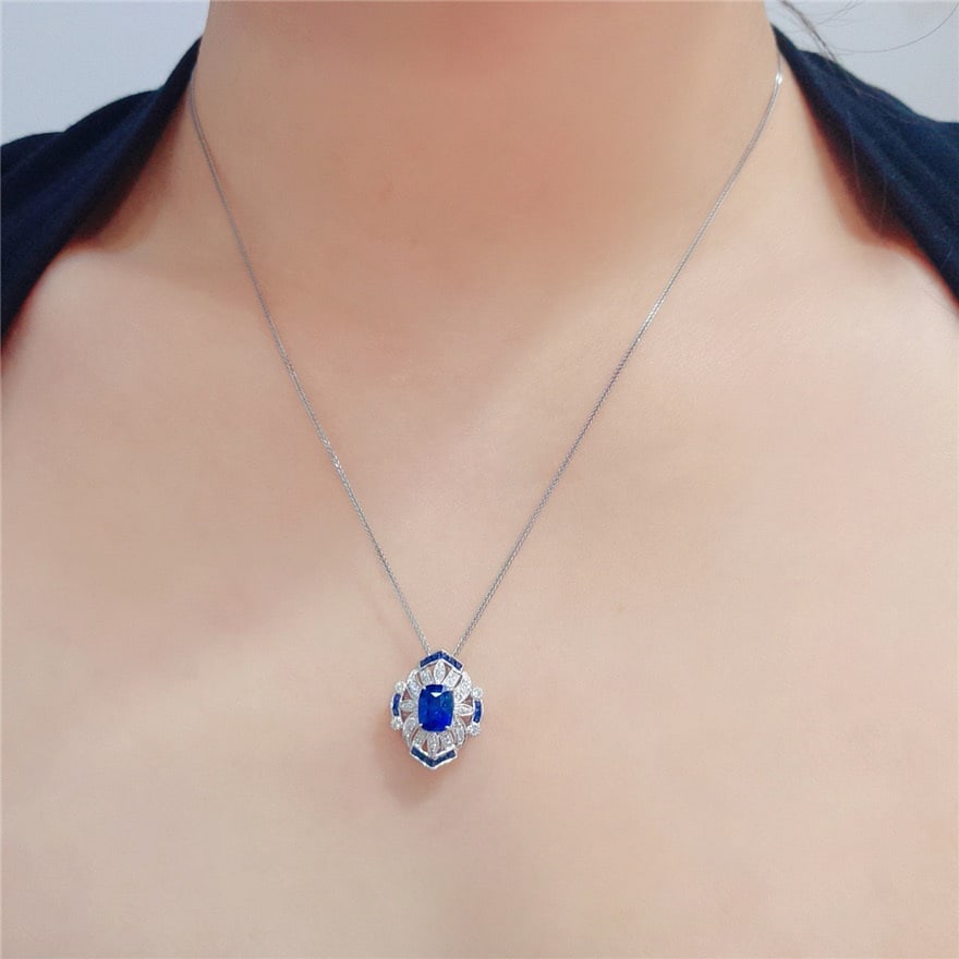 14k Gold 1.91 Ctw Natural Sapphire & Diamond Ring/pendant( Without Chain ) - 8