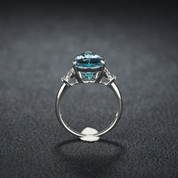 14k Gold 4.71 Ctw Natural Aquamarine & Sapphire Ring - 6