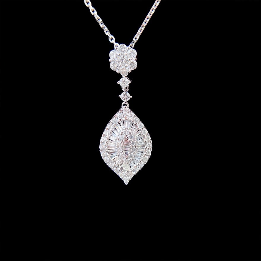 14k Gold 0.6 Ct Natural H Diamond Pendant( Without Chain ) - 7