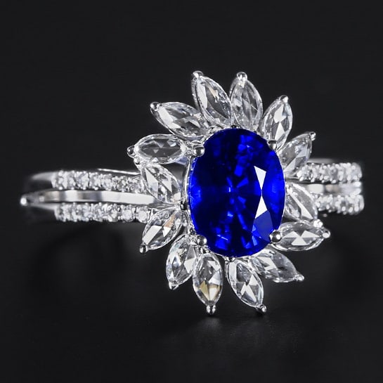 14k Gold 1.92 Ctw Natural Sapphire & Diamond Ring - 3