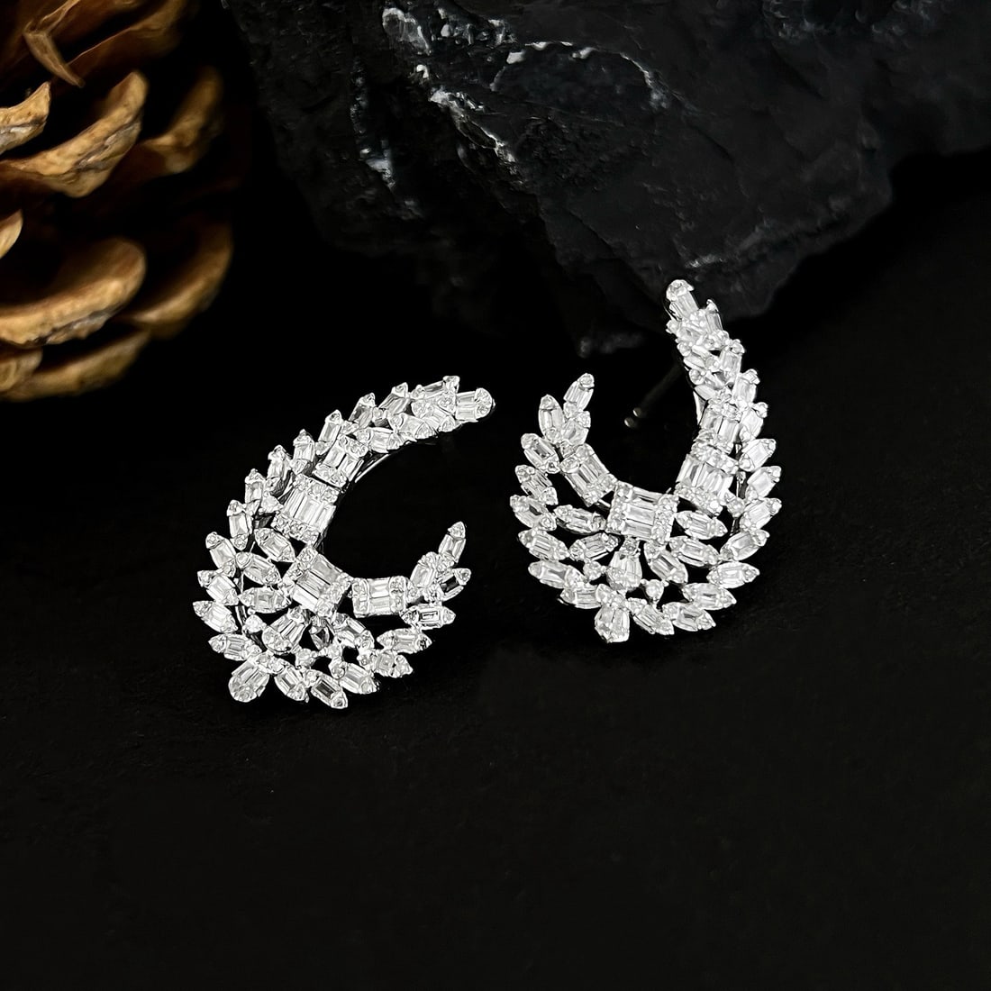 14k Gold 0.9 Ct Natural H Diamond Earrings - 2