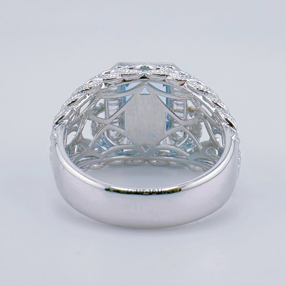 14k Gold 3.71 Ctw Natural Aquamarine & Diamond Ring - 3