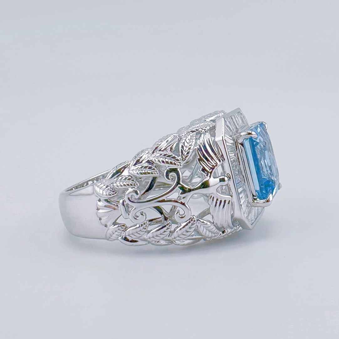 14k Gold 3.71 Ctw Natural Aquamarine & Diamond Ring - 5