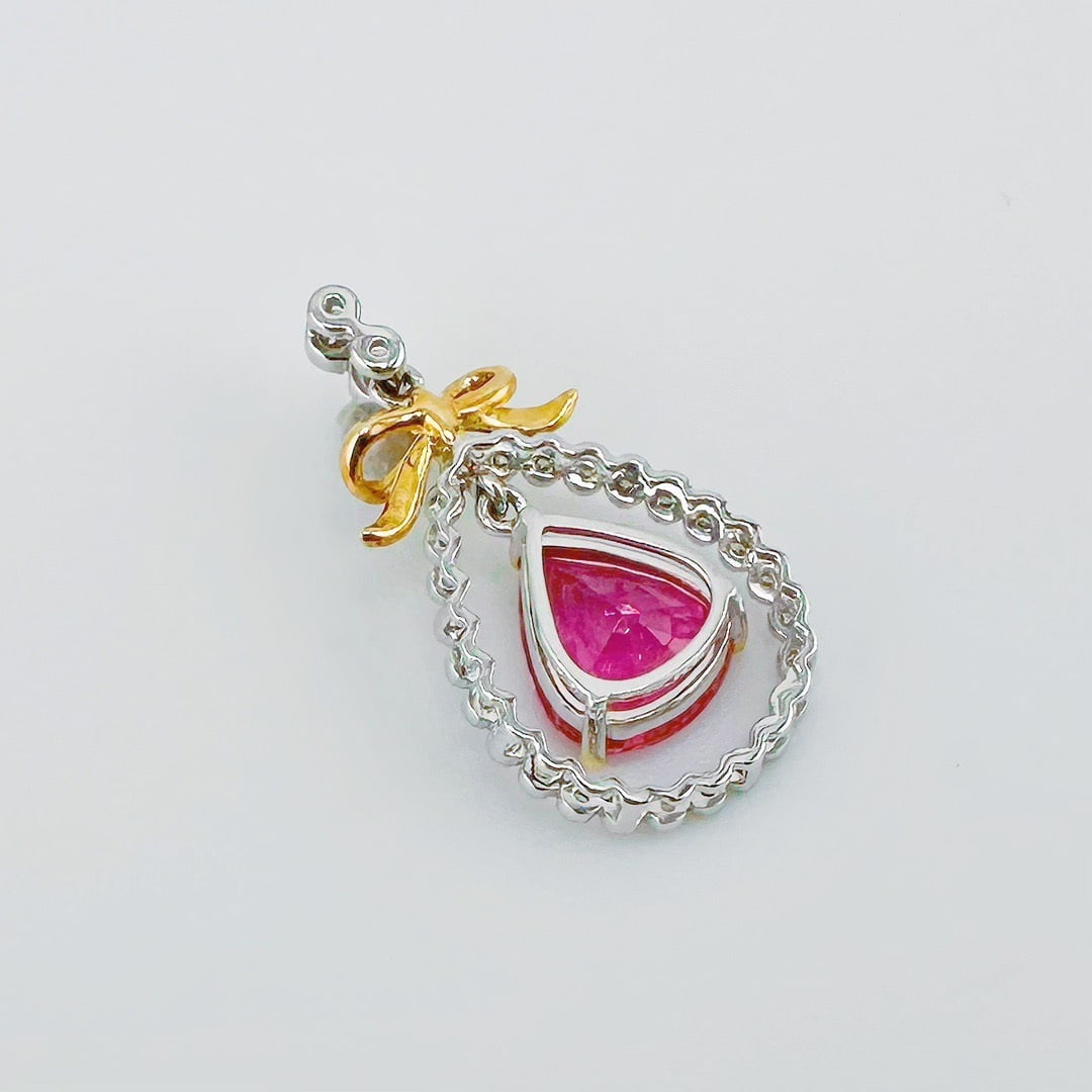 14k Gold 1.30 Ct Natural Tourmaline & Diamond Pendant( Without Chain ) - 4