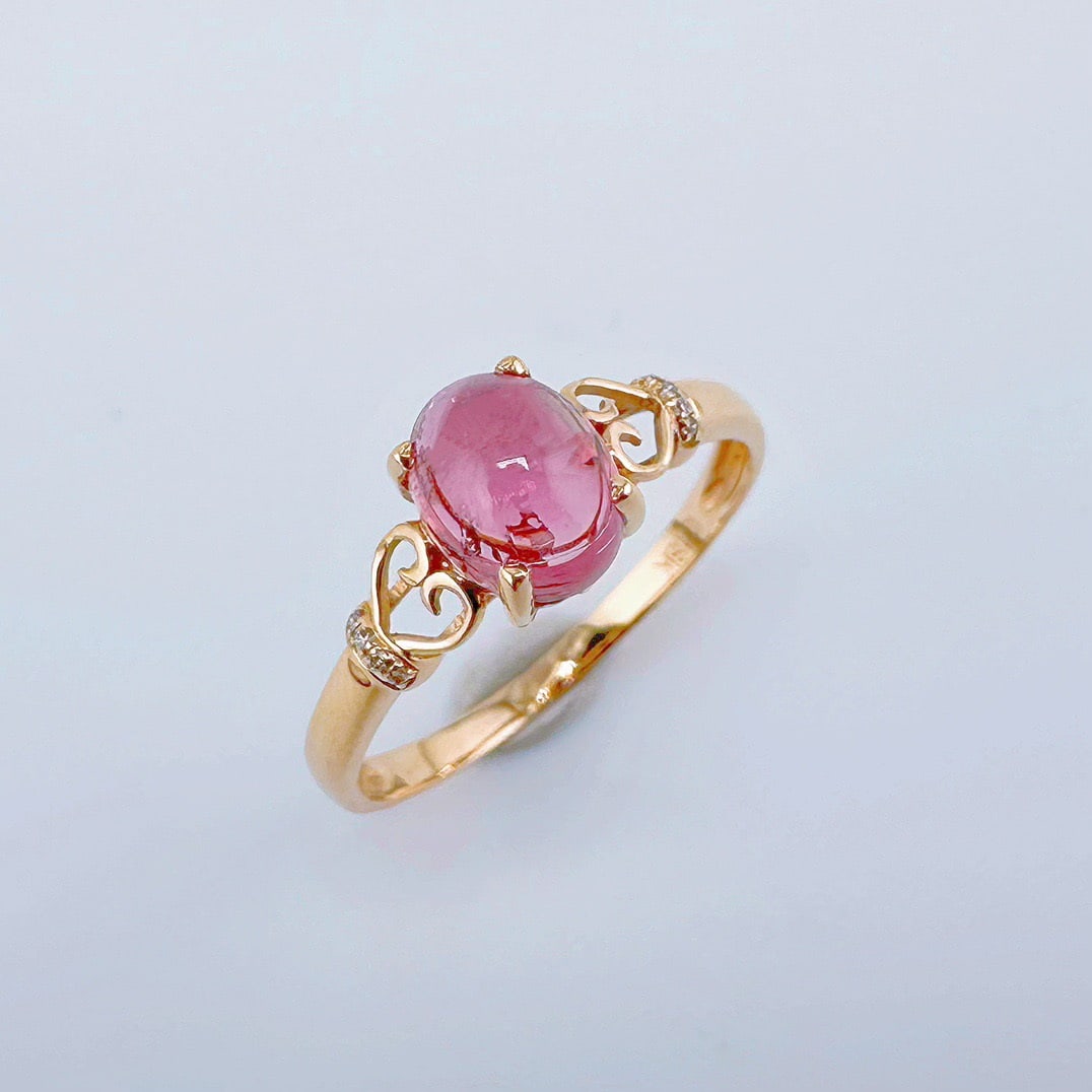14k Gold 1.05 Ct Natural Tourmaline & Diamond Ring - 2