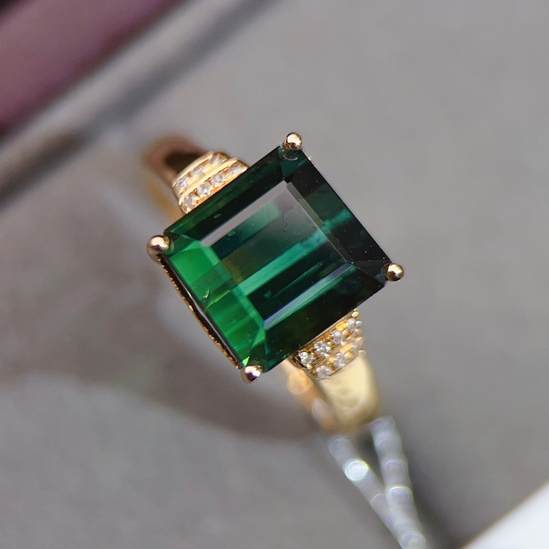 14k Gold 4.14 Ctw Natural Tourmaline & Diamond Ring - 4