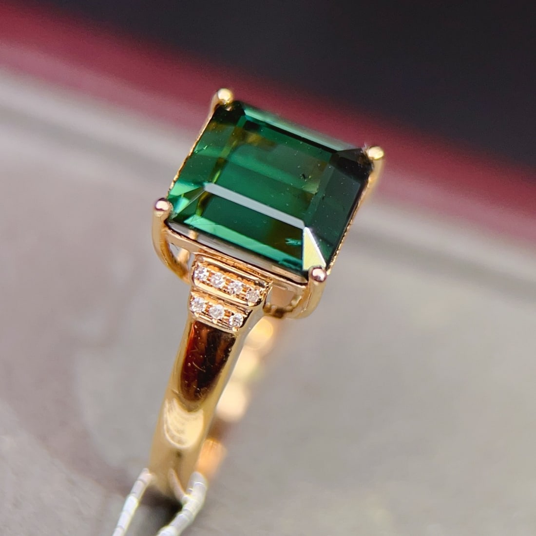14k Gold 4.14 Ctw Natural Tourmaline & Diamond Ring - 5