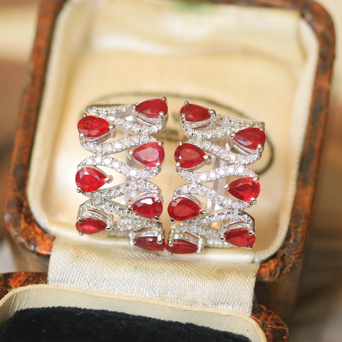 14k Gold 2.96 Ctw Natural Ruby & Diamond Earrings - 2