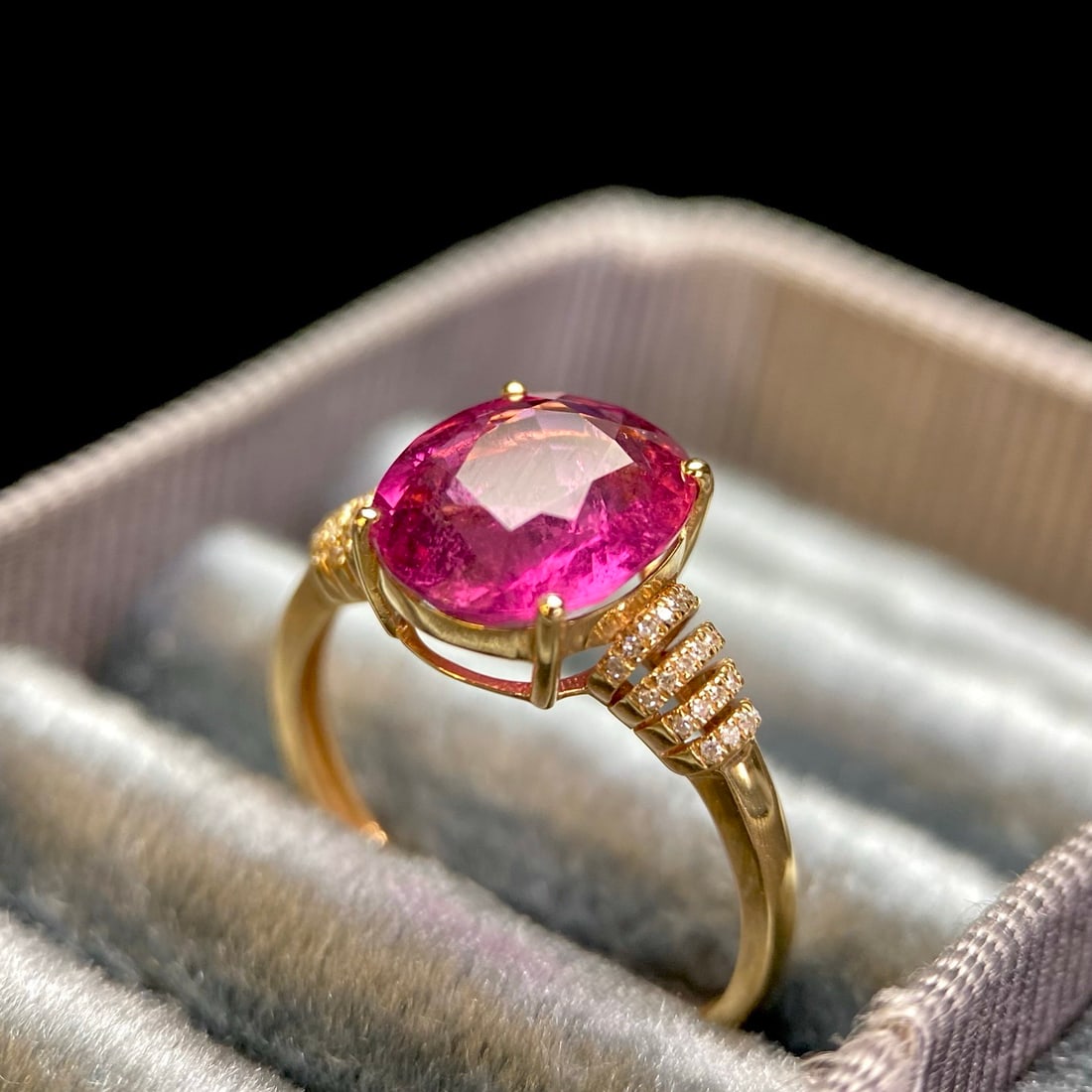 14k Gold 3.10 Ct Natural Tourmaline & Diamond Ring - 2