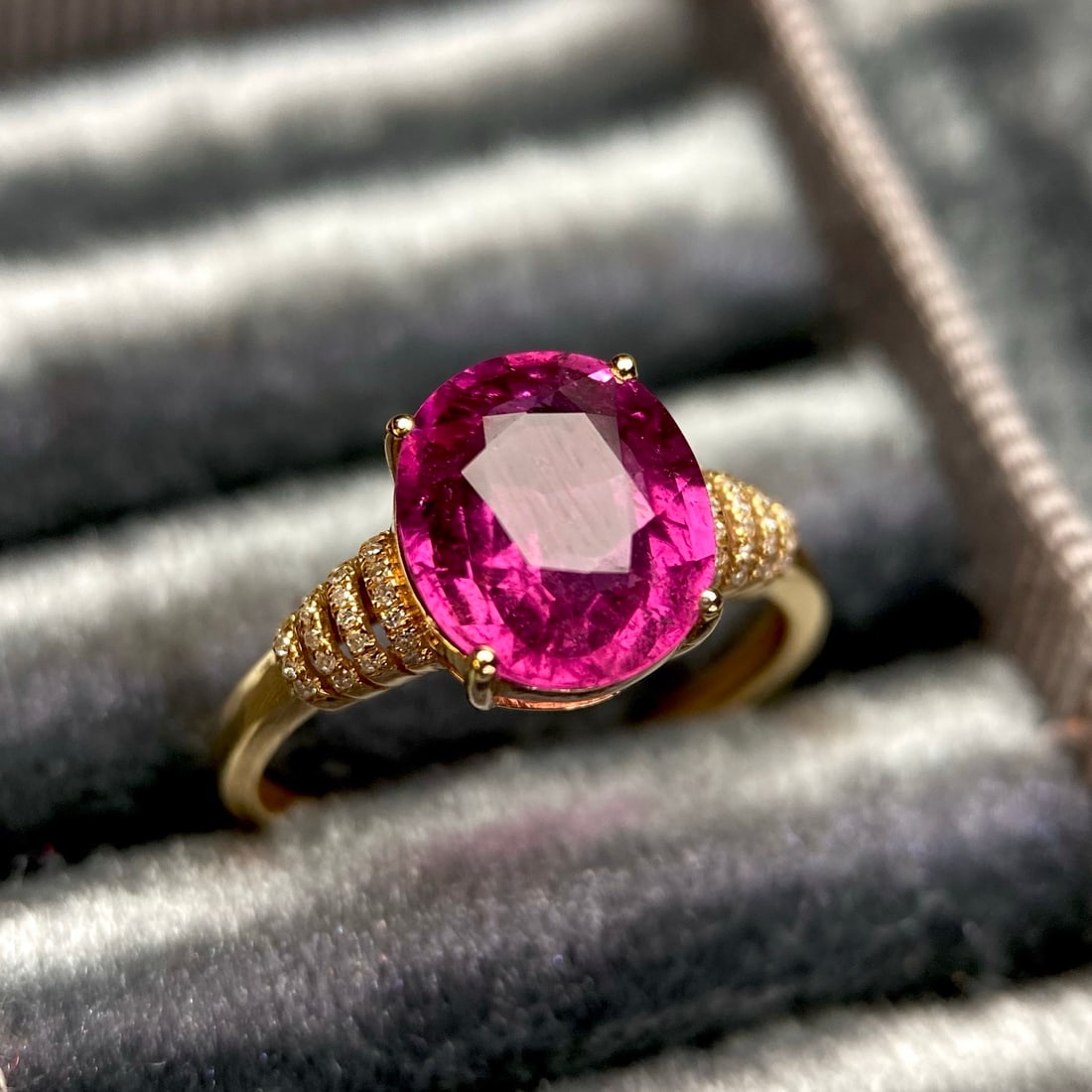 14k Gold 3.10 Ct Natural Tourmaline & Diamond Ring - 3