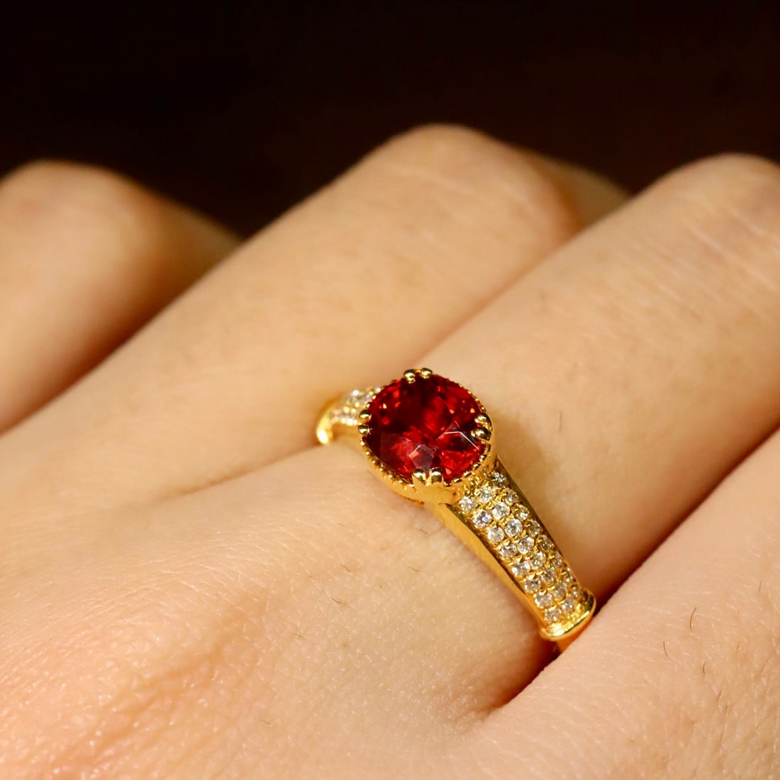 14k Gold 1.59 Ctw Natural Spessartine & Diamond Ring - 6