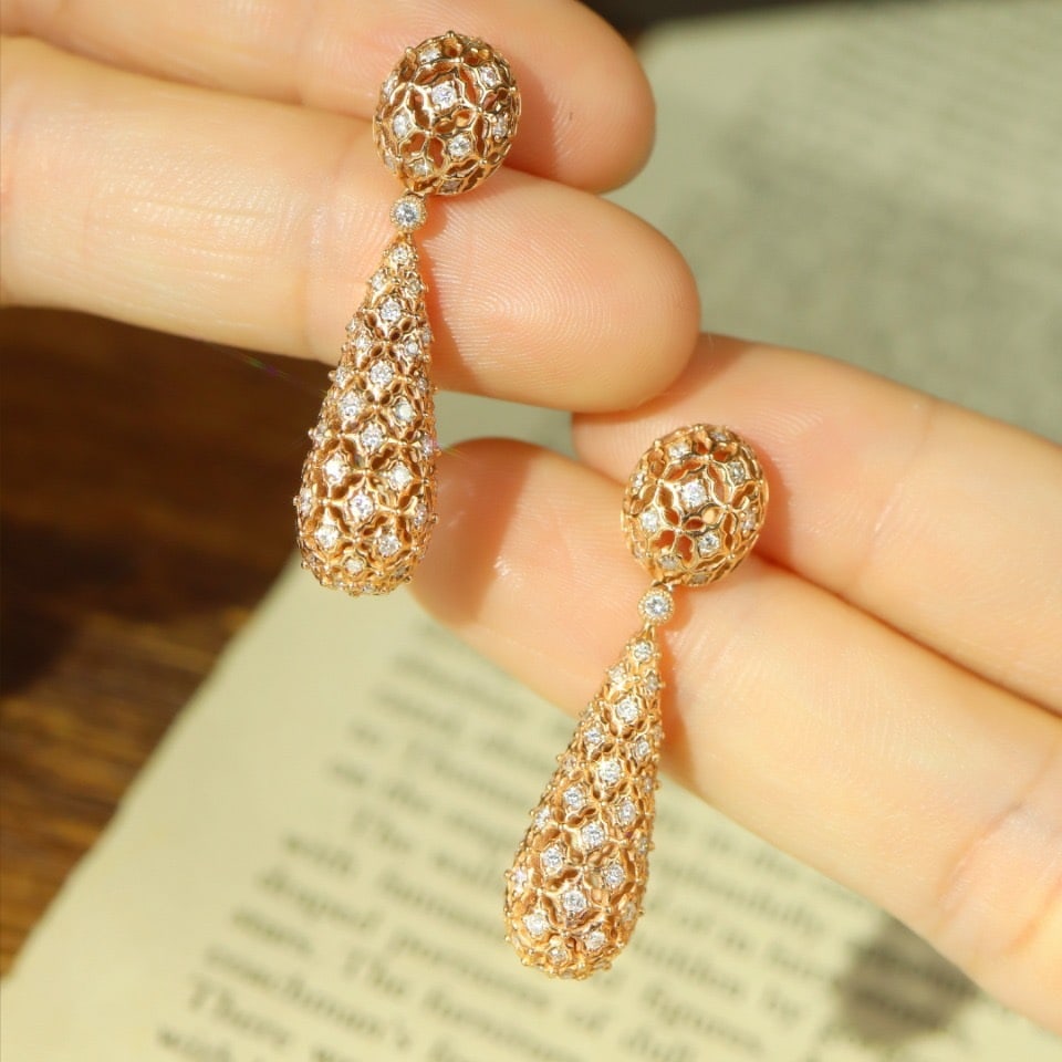 14k Gold 1.6 Ct Natural H Diamond Earrings - 4