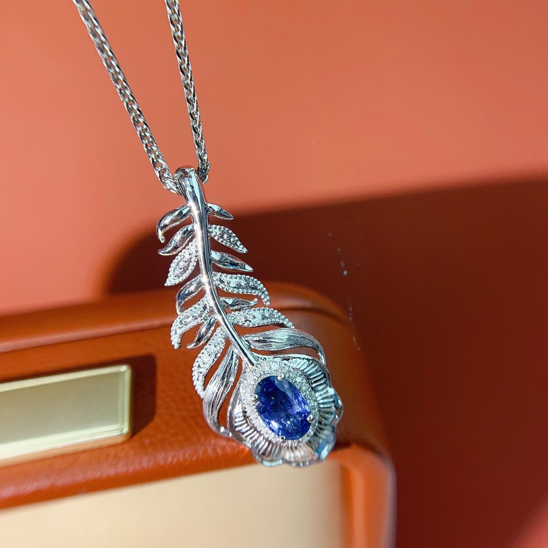 14k Gold 0.68 Ct Natural Sapphire & Diamond Pendant( Without Chain ) - 2