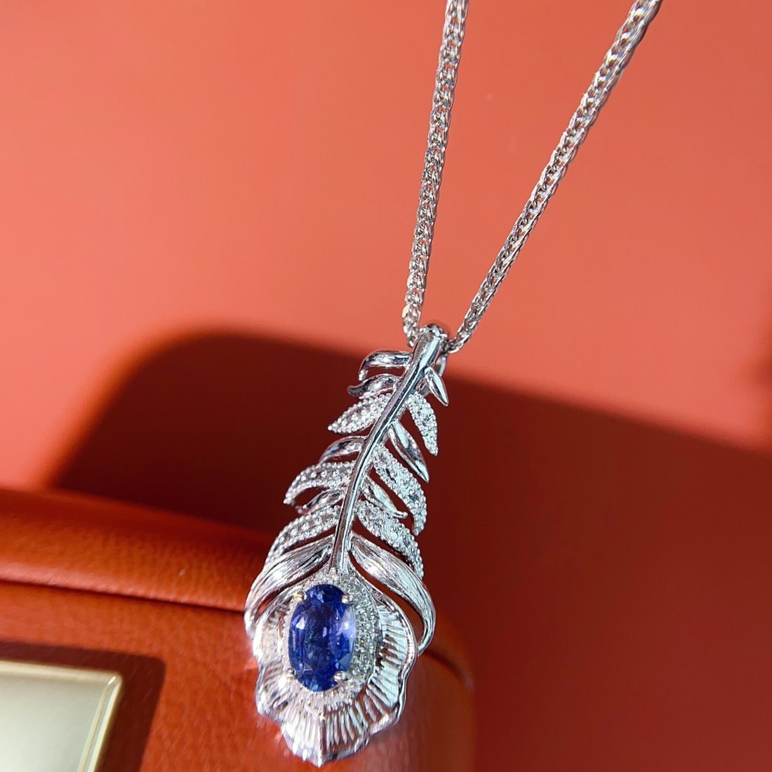 14k Gold 0.68 Ct Natural Sapphire & Diamond Pendant( Without Chain ) - 3