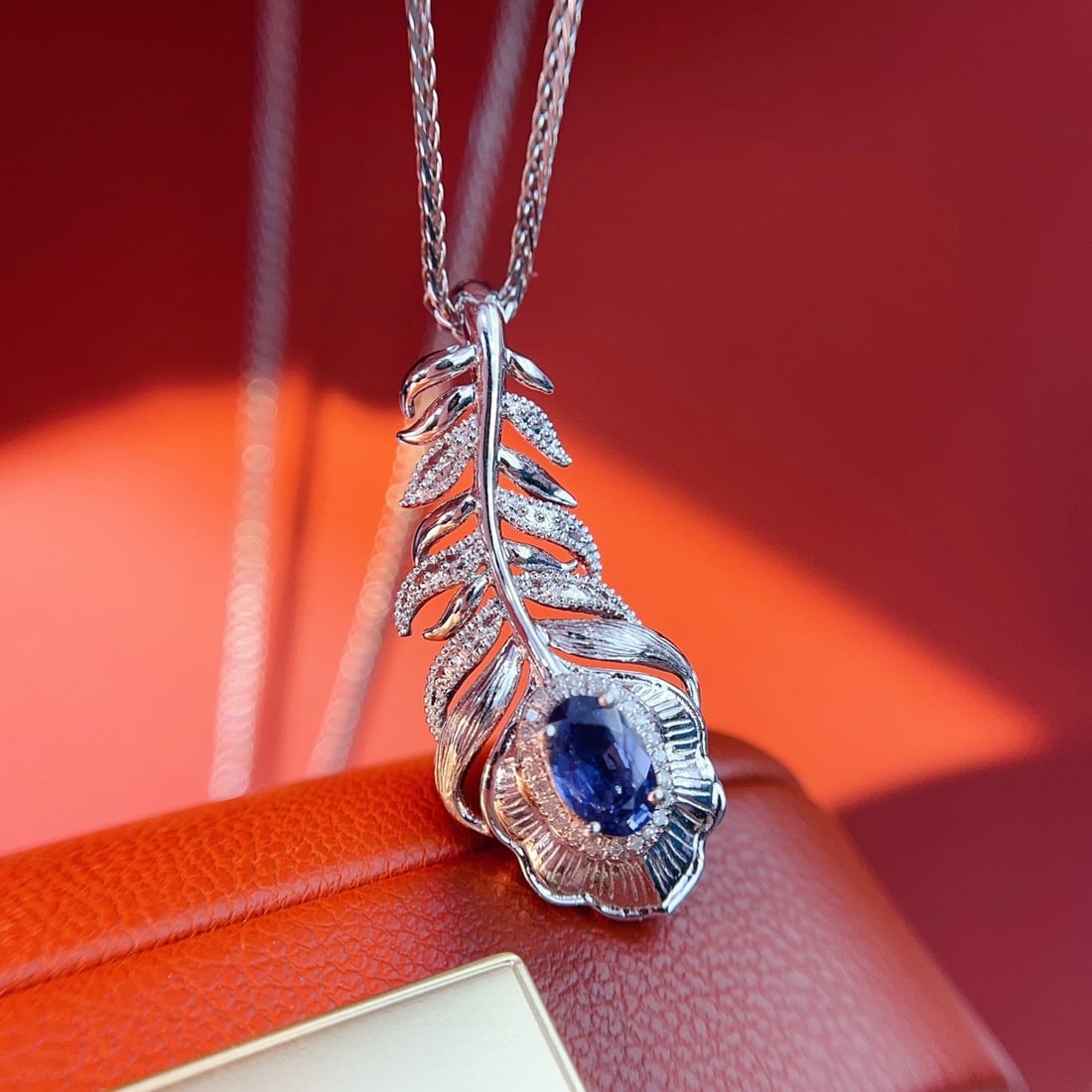 14k Gold 0.68 Ct Natural Sapphire & Diamond Pendant( Without Chain ) - 5