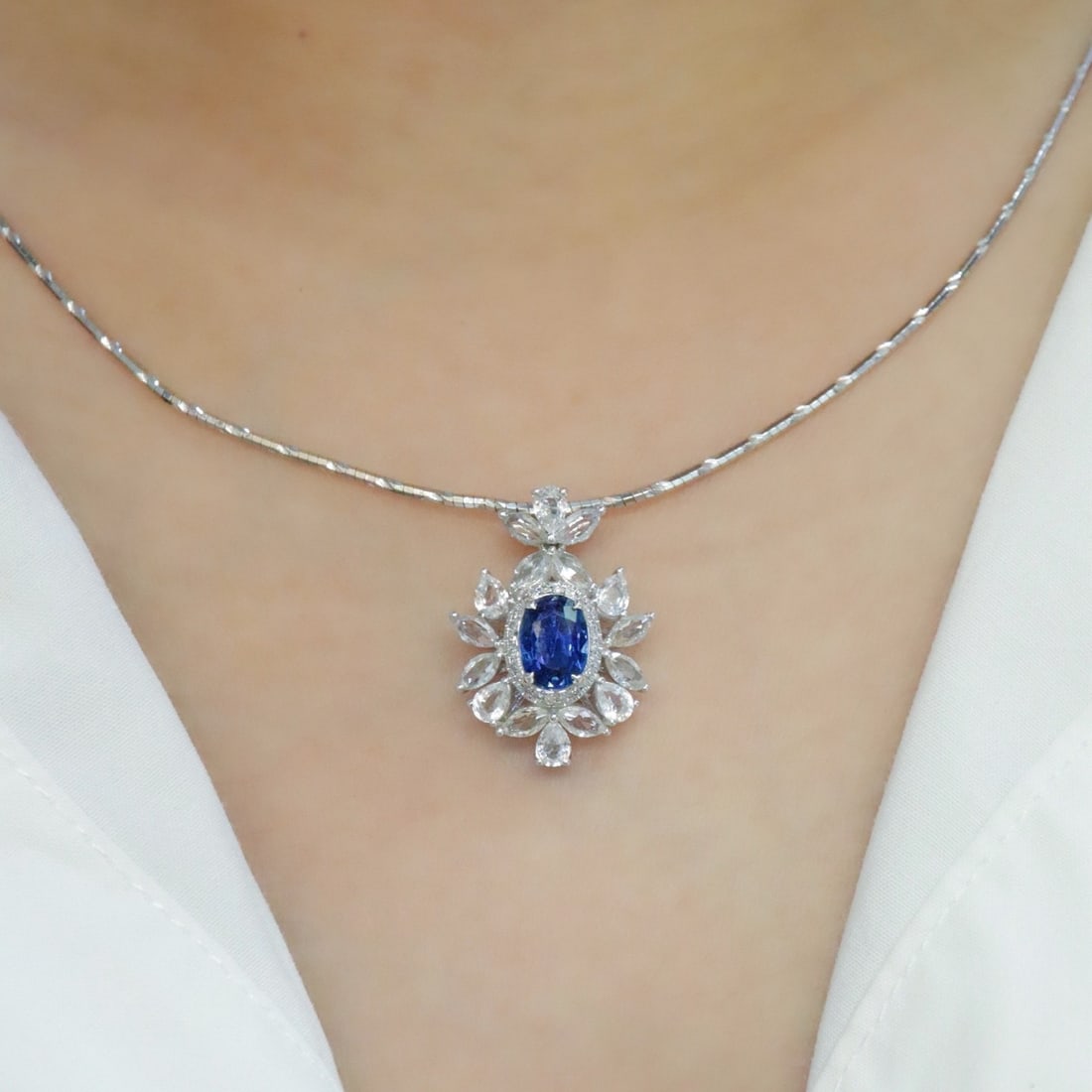 14k Gold 1.19 Ctw Natural Sapphire & Diamond Pendant( Without Chain ) - 6
