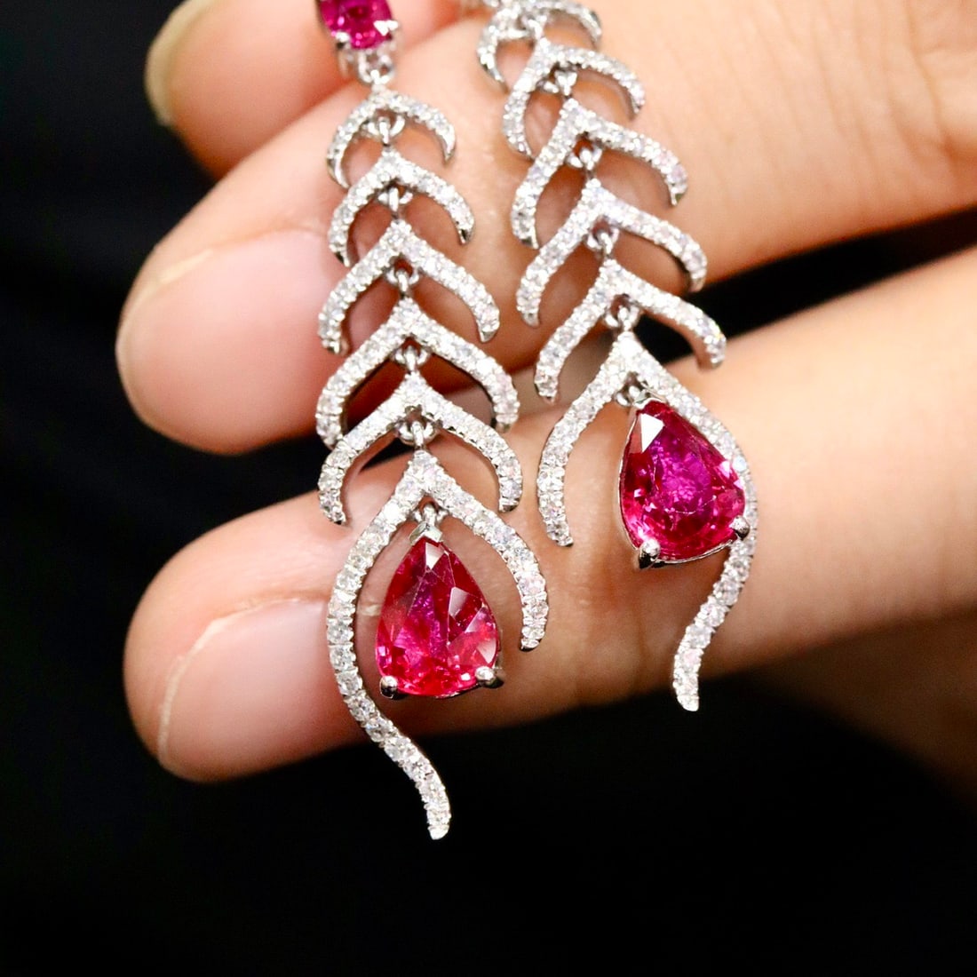 14k Gold 3.38 Ctw Natural Ruby & Diamond Earrings - 2