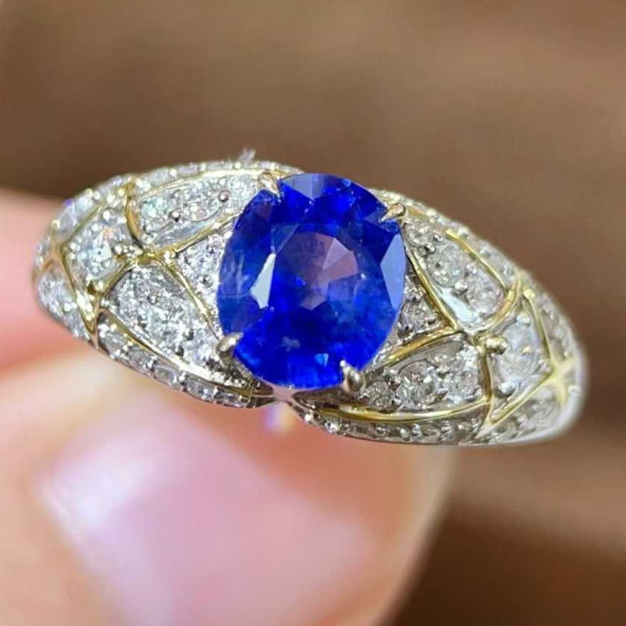 14k Gold 1.92 Ctw Natural Sapphire & Diamond Ring - 2