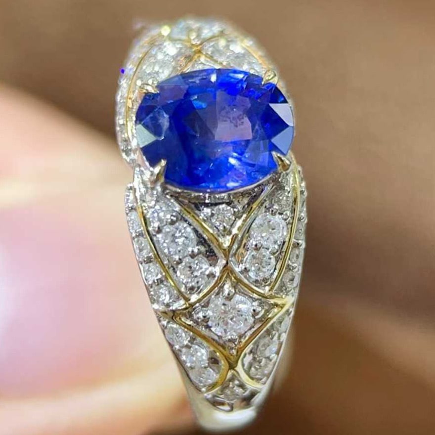 14k Gold 1.92 Ctw Natural Sapphire & Diamond Ring - 3