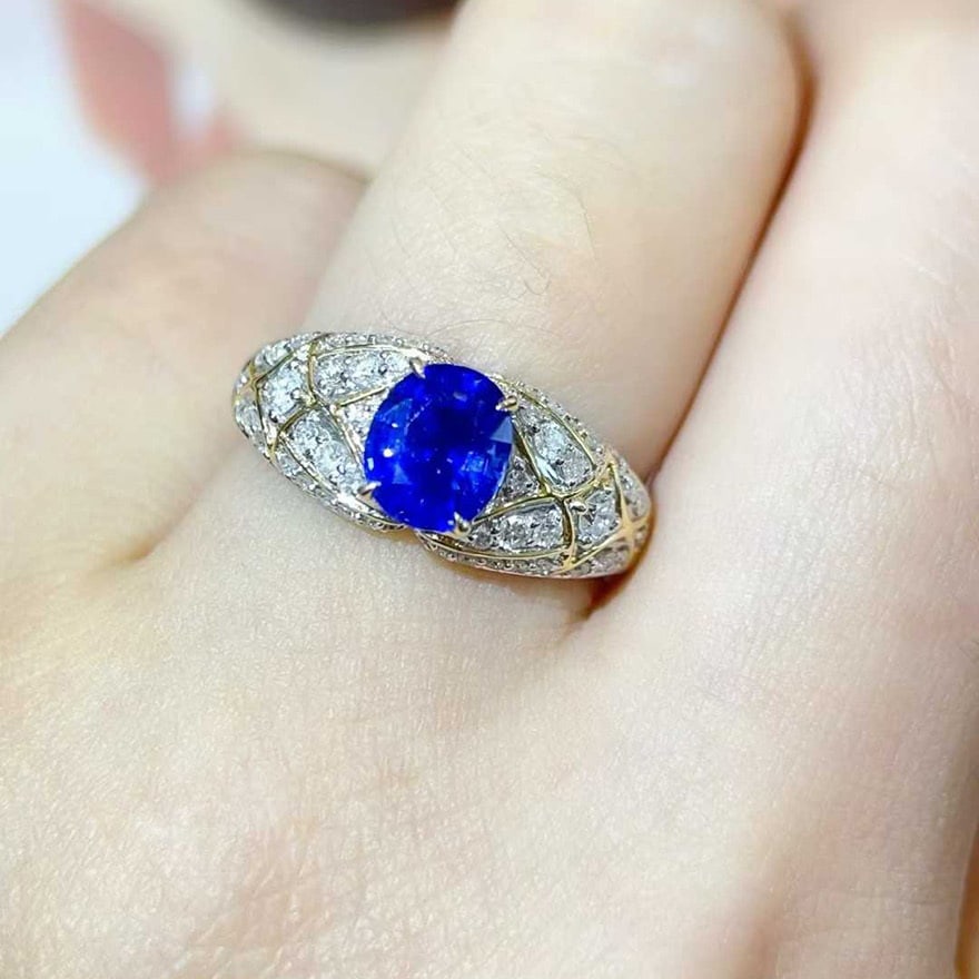 14k Gold 1.92 Ctw Natural Sapphire & Diamond Ring - 4