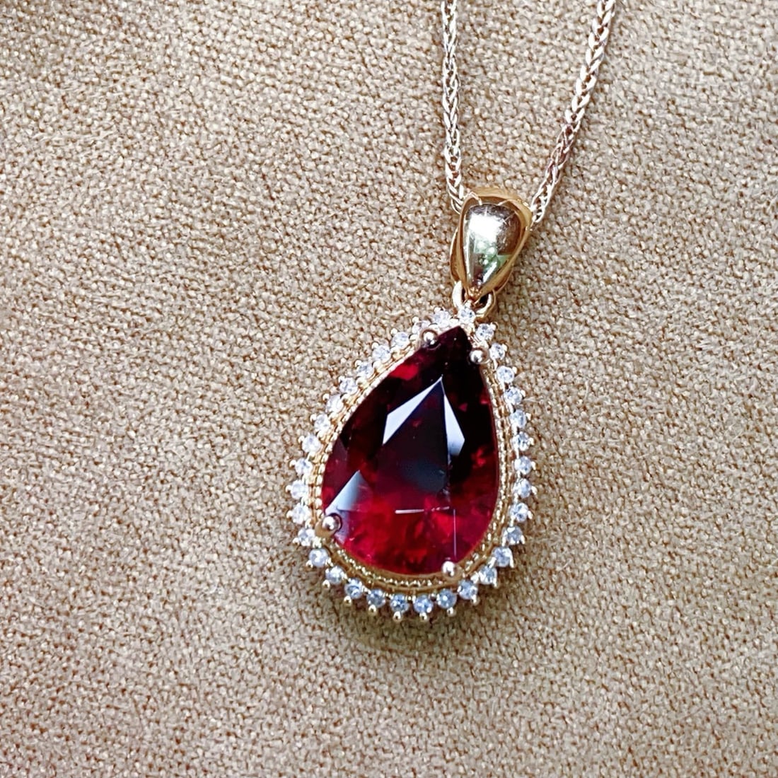14k Gold 4.52 Ctw Natural Tourmaline & Diamond Pendant( Without Chain ) - 2