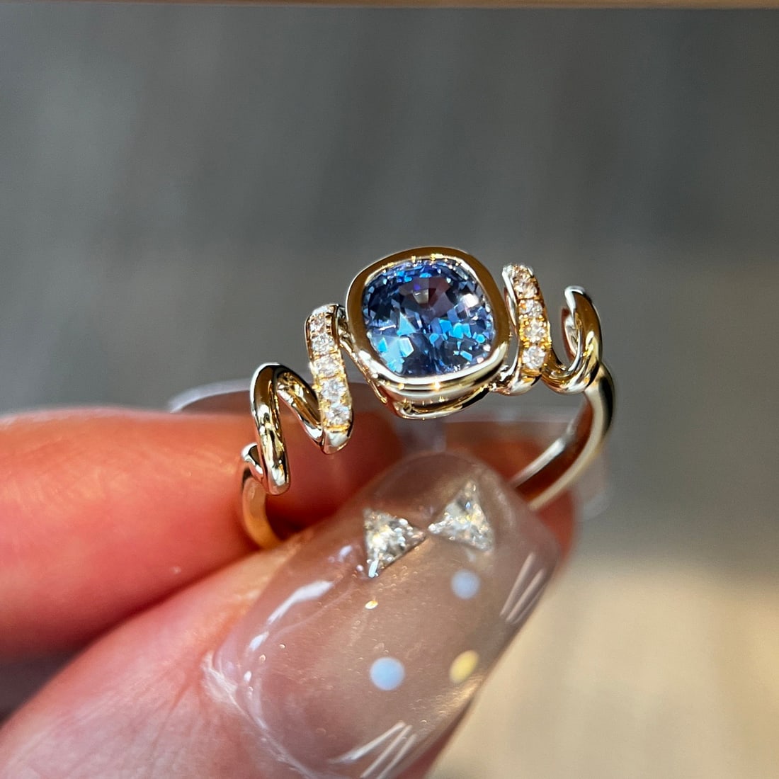 14k Gold 1.27 Ctw Natural Sapphire & Diamond Ring - 2
