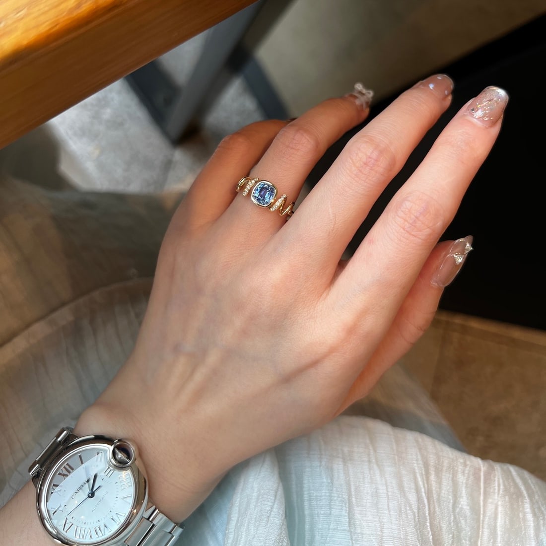 14k Gold 1.27 Ctw Natural Sapphire & Diamond Ring - 4