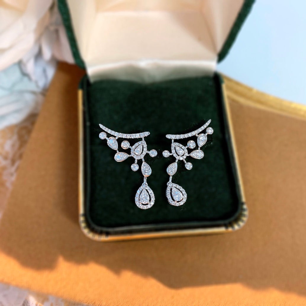 14k Gold 1 Ct Natural H Diamond Earrings - 4