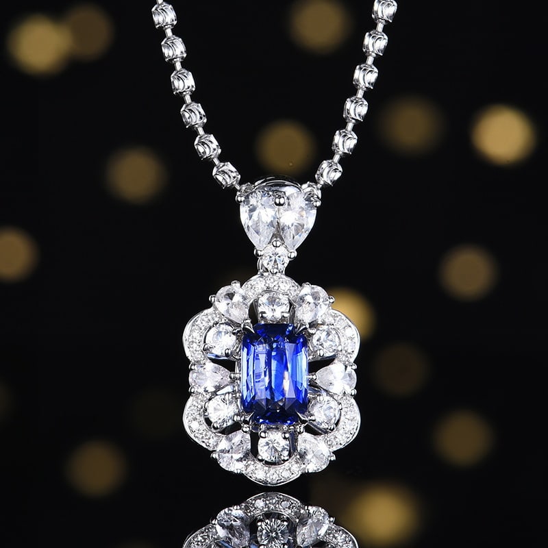 14k Gold 1.09 Ctw Natural Sapphire & Diamond Pendant( Without Chain ): Ref:231094373 // gold content:14k gold // main gemstone:sapphire // shape:octagonal // carat weight:1. 02ct // color:blue // treatment:natural // // adjacent gemstone 2 : diamond // number of
