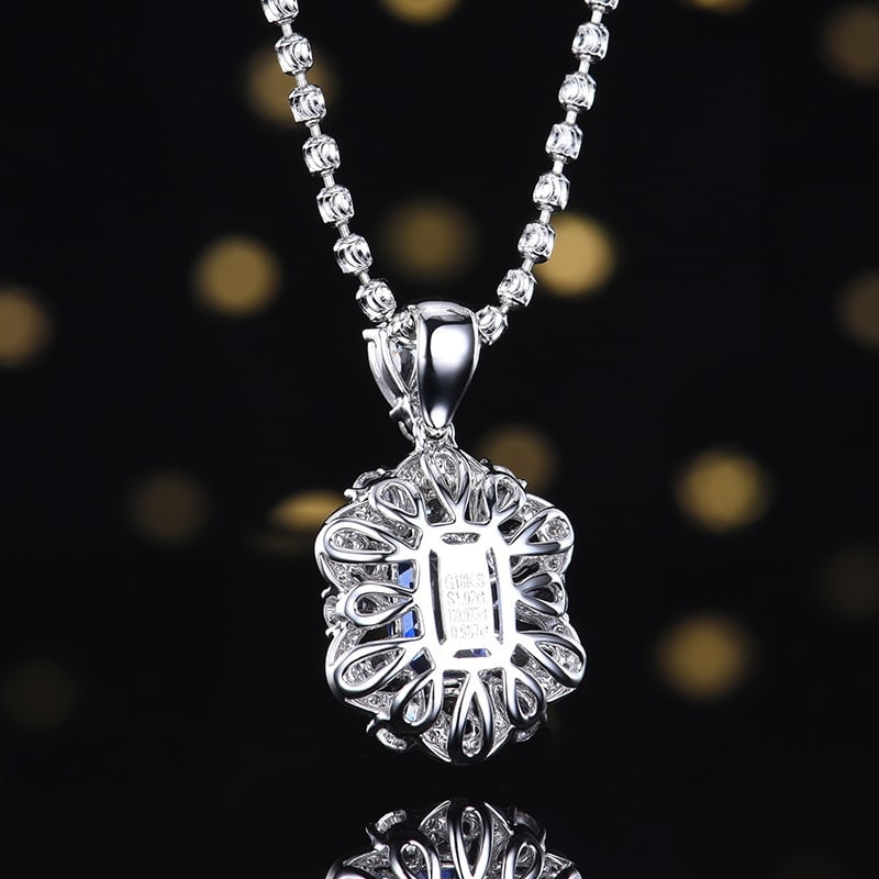 14k Gold 1.09 Ctw Natural Sapphire & Diamond Pendant( Without Chain ) - 4