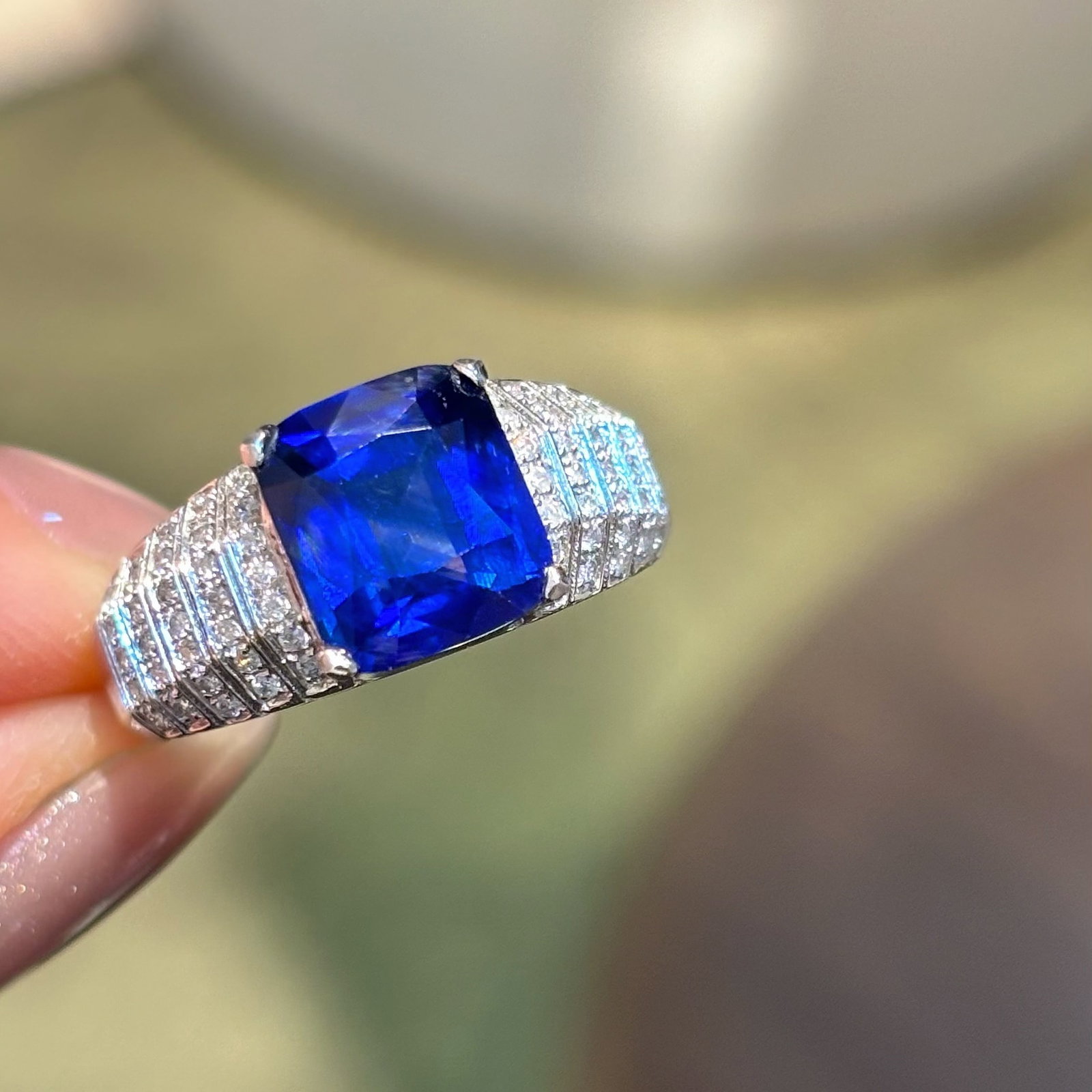 14k Gold 3.52 Ct Natural Sapphire & Diamond Ring - 2