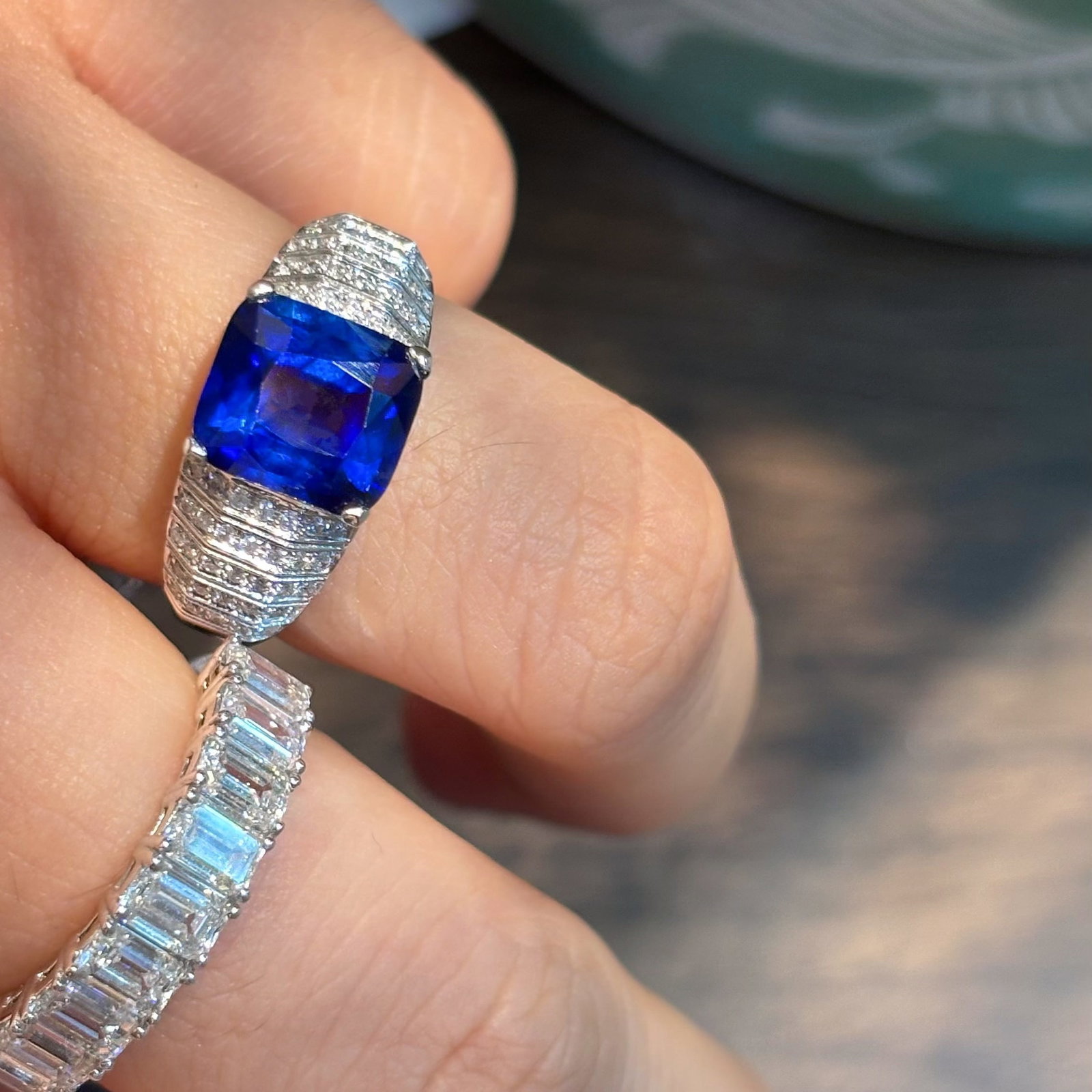 14k Gold 3.52 Ct Natural Sapphire & Diamond Ring - 3