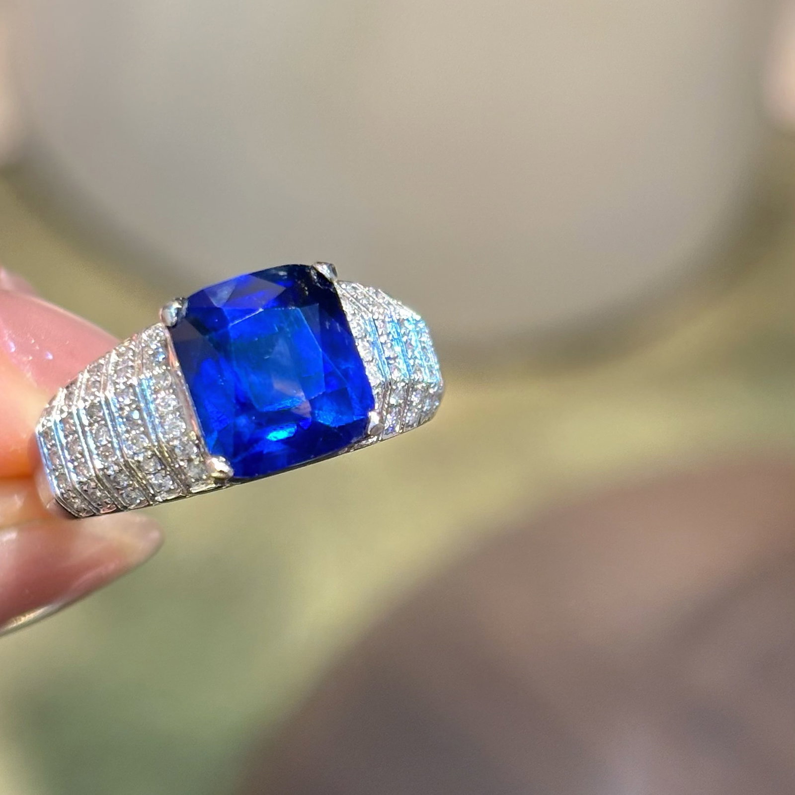 14k Gold 3.52 Ct Natural Sapphire & Diamond Ring - 5