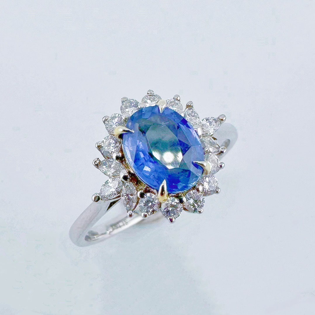14k Gold 1.16 Ct Natural Sapphire & Diamond Ring - 2
