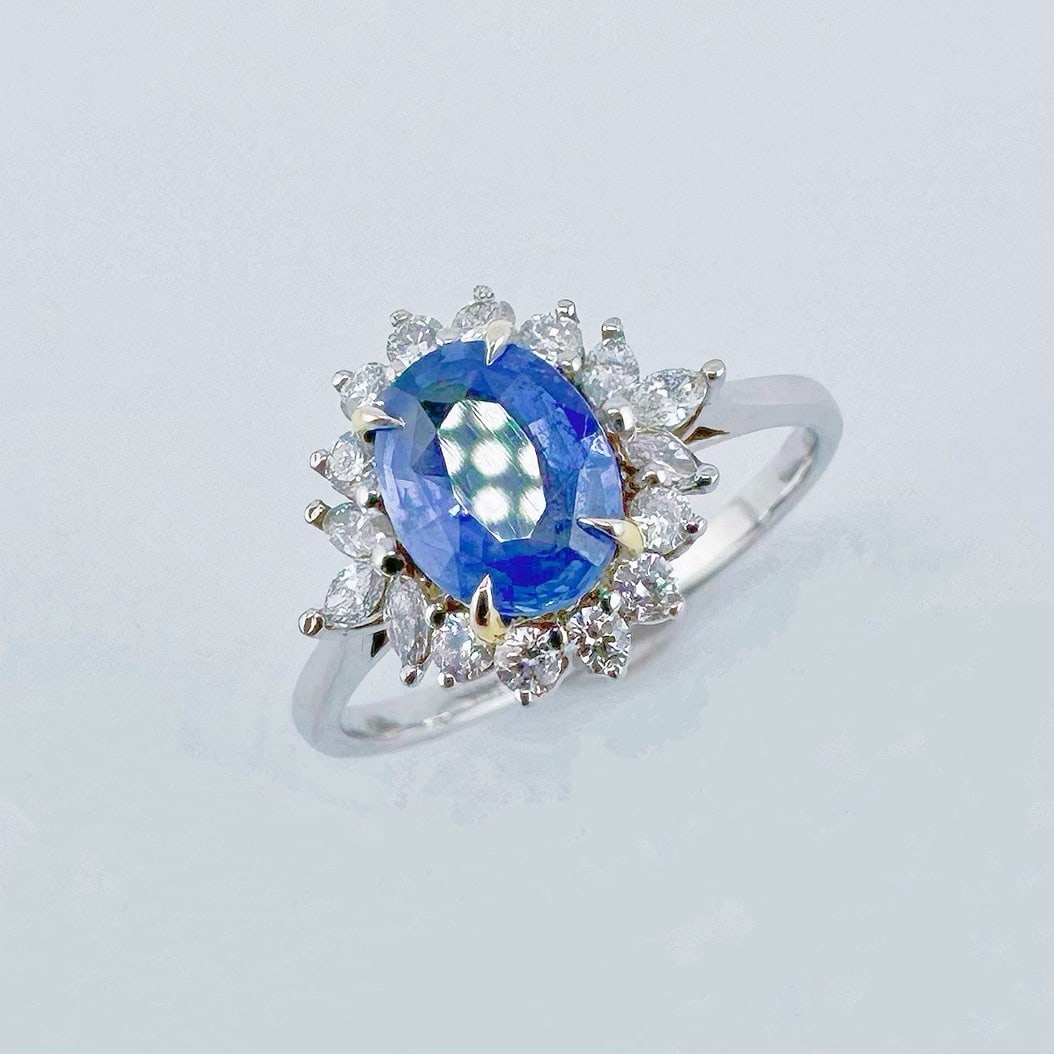 14k Gold 1.16 Ct Natural Sapphire & Diamond Ring - 4