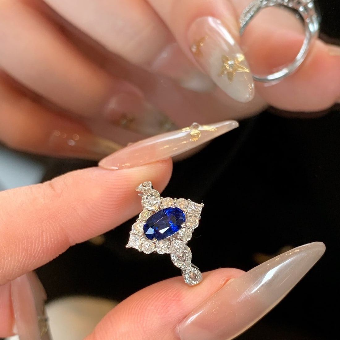 14k Gold 1.66 Ctw Natural Sapphire & Diamond Ring - 7