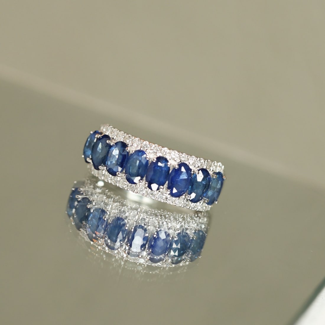 14k Gold 3.28 Ctw Natural Sapphire & Diamond Ring: Ref:231094406 // gold content:14k gold // ring size:7. 25us // // main gemstone:sapphire // shape:oval // carat weight:2. 86ct // color:blue // treatment:natural // // adjacent gemstone 2 : diamond