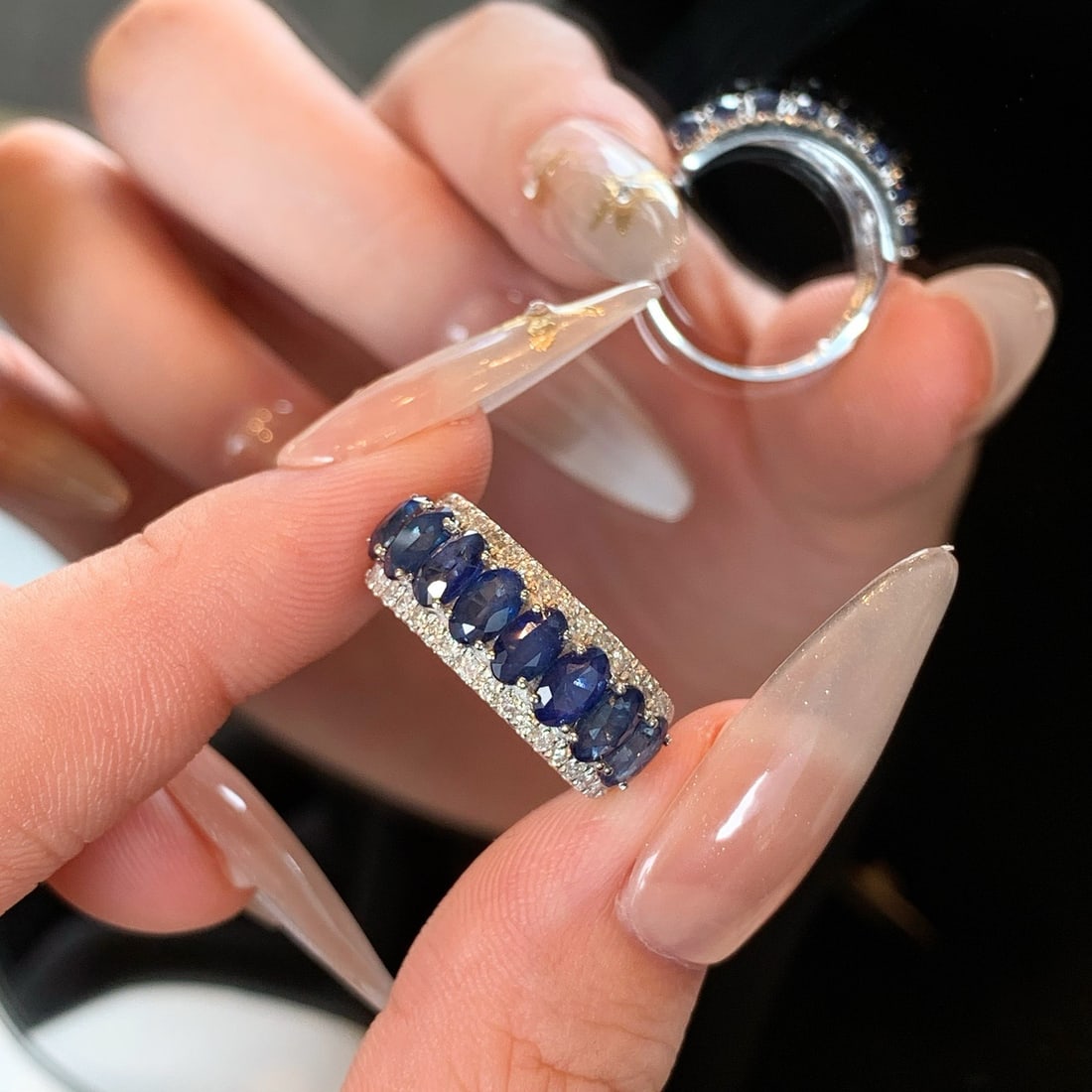 14k Gold 3.28 Ctw Natural Sapphire & Diamond Ring - 2